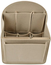 Organizzatore di tasca per sacchi a mano e borse con fodera di velluto e tasca con cerniera rimovibile per organizzare cosmetici per signore (L, beige)