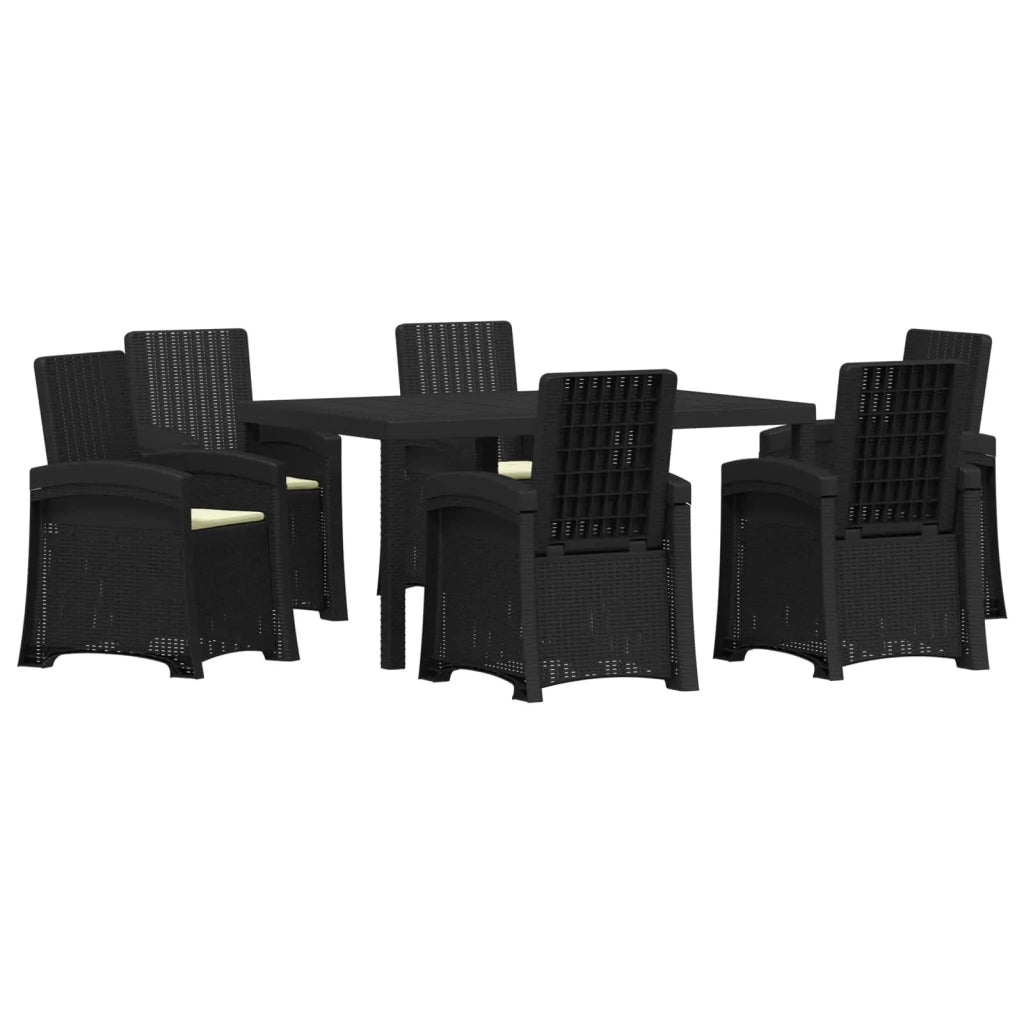 Set da Pranzo per Giardino 7 pz Antracite e Crema PP 3430135
