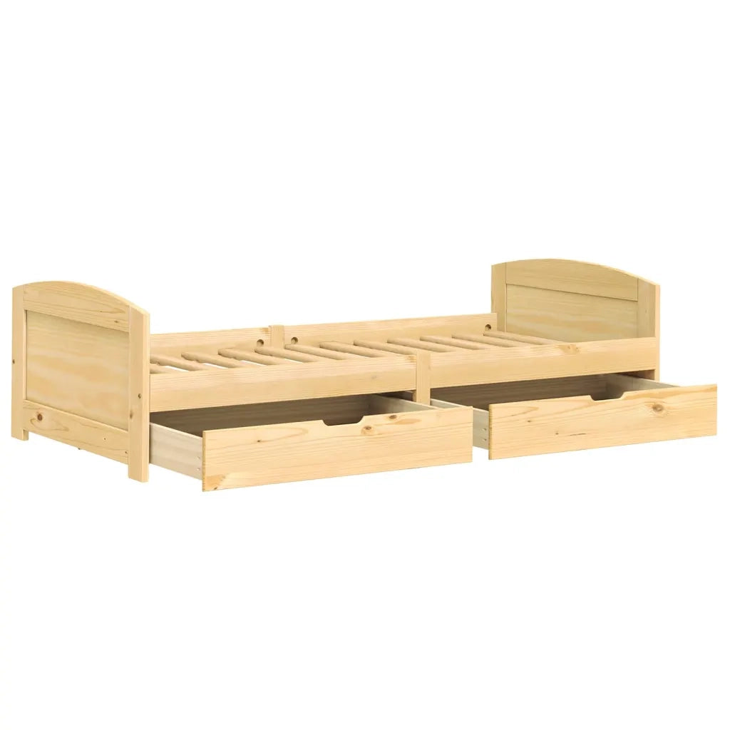 Dormeuse 2 Cassetti 90x200 cm Legno Massello Pino IRUN 3185207
