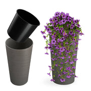 Vaso da fiori KADAX, alto, 47 cm, con inserto, per soggiorno, grigio