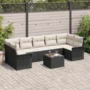 Set di Divani da Giardino  8 Pezzi con Cuscini Rattan Bianco e Nero