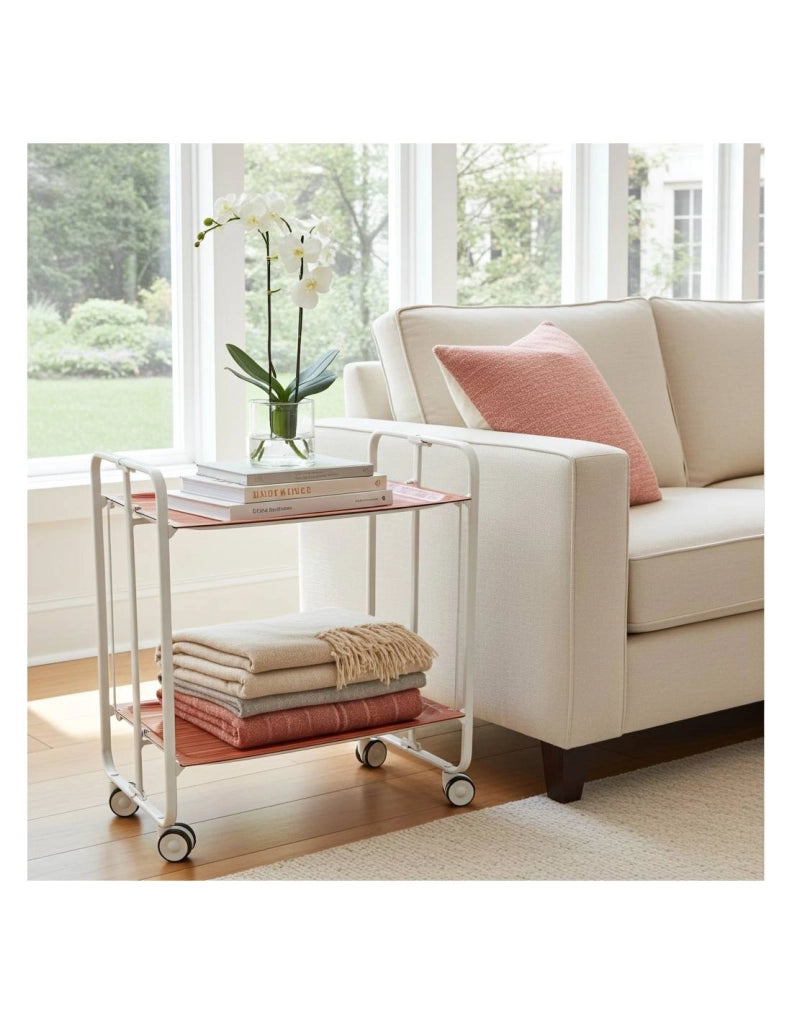 Carrello da cucina pieghevole bianco con ruote BAUHAUS 2 ripiani