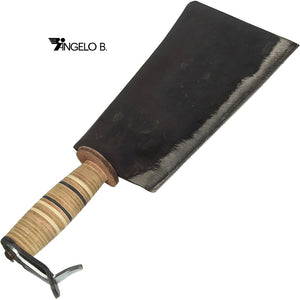 MANNAIA MANARESSO PIEMONTE LAMA 24cm MANICO CUOIO ACCIAIO FORGIATO ANGELO B. 09.01.00