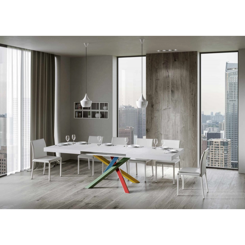 Tavolo allungabile 90x130/234 cm Volantis telaio gambe 4 colori (B) - Bianco Frassino
