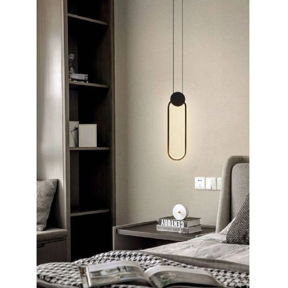Trade Shop - Lampadario Led Sospensione Moderno Metallo Nero 14w Luce 3000k 4000k 6500k Lp-03 - -bianco Caldo      -