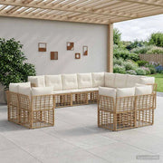 Set di divani da esterno Naturale e Bianco Crema Poliestere 3437610