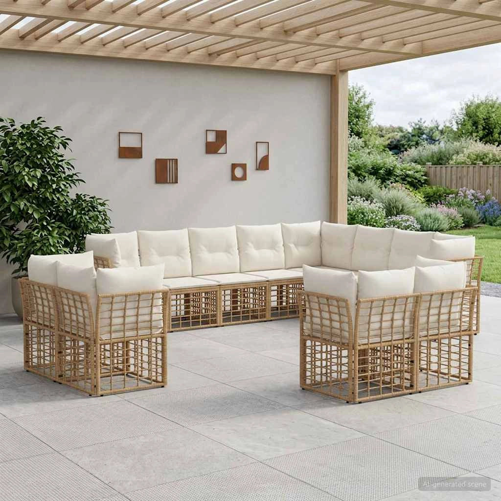 Set di divani da esterno Naturale e Bianco Crema Poliestere 3437610