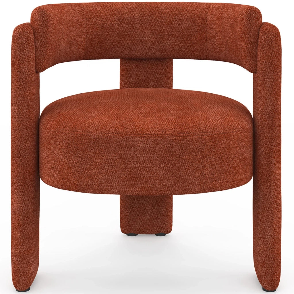 IDMarket - Poltrona treppiede GUSTAVE in tessuto ciniglia terracotta