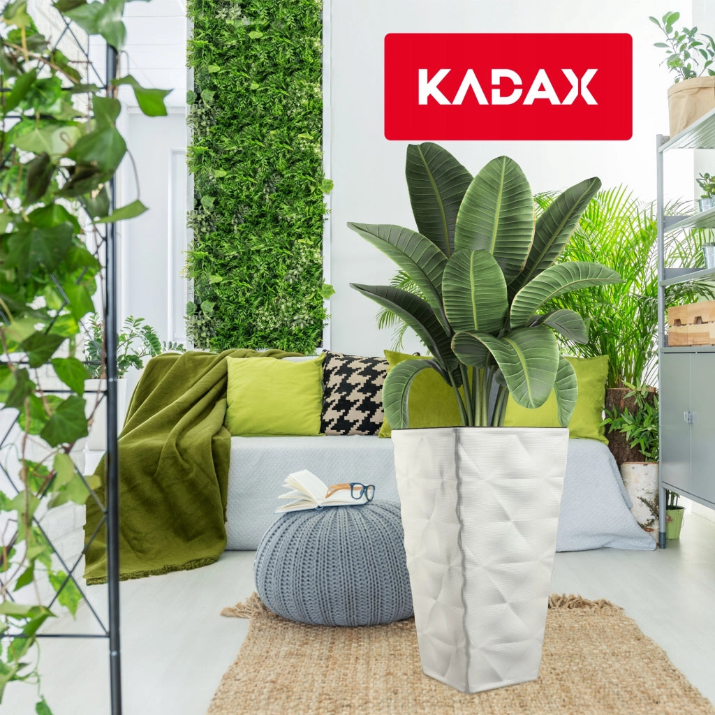 Vaso da giardino KADAX con inserto per fiori, grande, alto, per terrazza, 56 cm, bianco