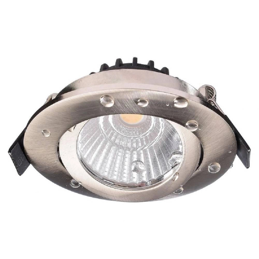 Trade Shop - Faretto Incasso Tondo Slim Luce Box Doccia Led 8w Orientabile Dimmerabile Nichel -
