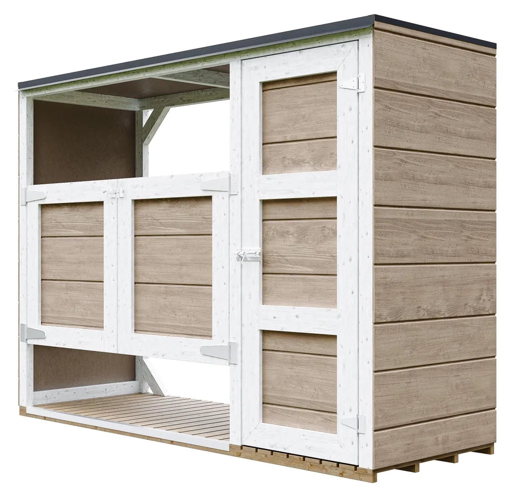 Ricovero per bidoni da giardino 2x240L TIMBELA M981A-TERRA BROWN