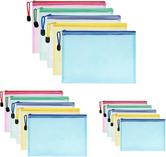 Documententas A4+A5+A6, 15 pezzi (5 pezzi) con chiusura a cerniera, documententas con chiusura a cerniera, documententas con chiusura a cerniera, documententas con chiusura a cerniera, borse con chiusura a cerniera