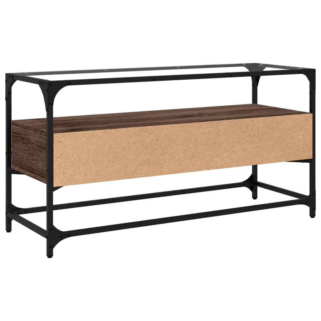 vidaXL Mobile TV Piano Vetro Rovere Marrone 98x35x51 Legno Multistrato