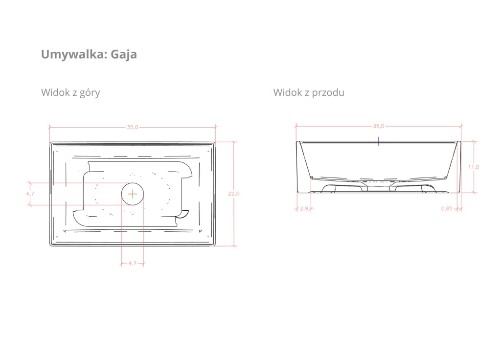 Lavabo da appoggio Lavabi da appoggio 35 x 11 x 22 cm