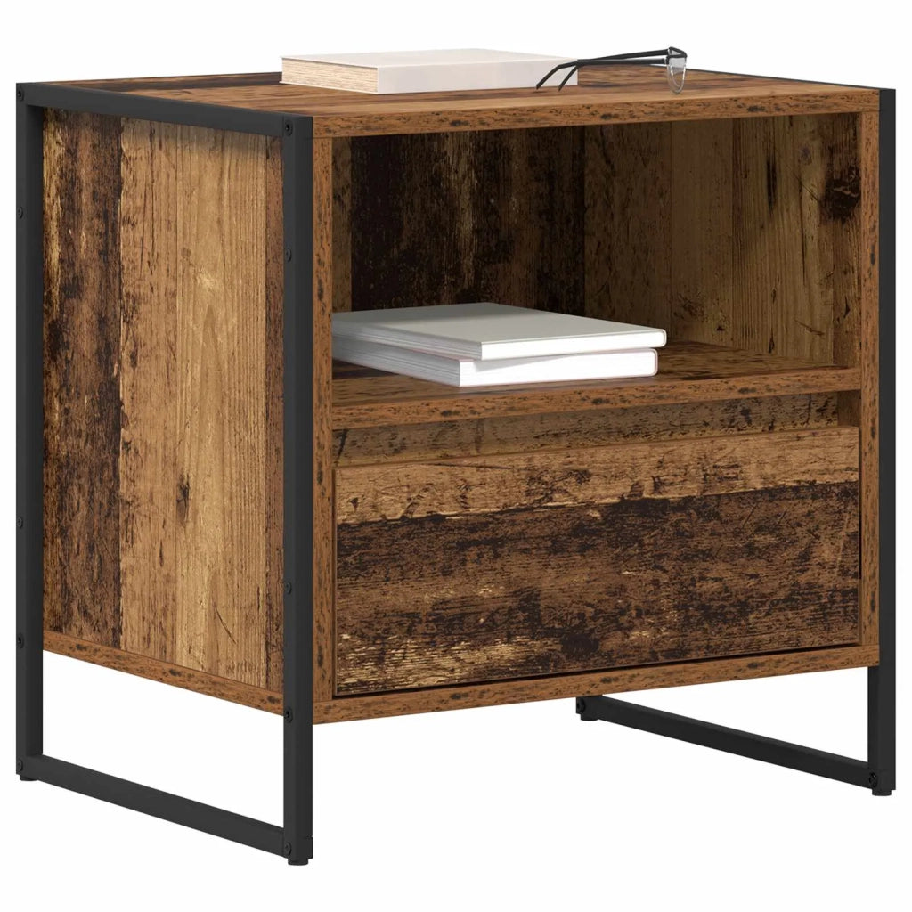 Comodino con cassetto 2 pz-Set di 2 Tavolino da notte Legno vecchio 50 x 39,5 x 50 cm