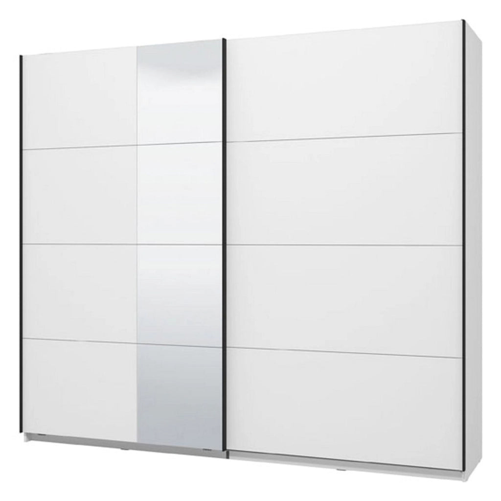 Armadio Camera da Letto Resiutta, Guardaroba Grande 2 Ripiani, 245x217.5h cm Bianco Opaco