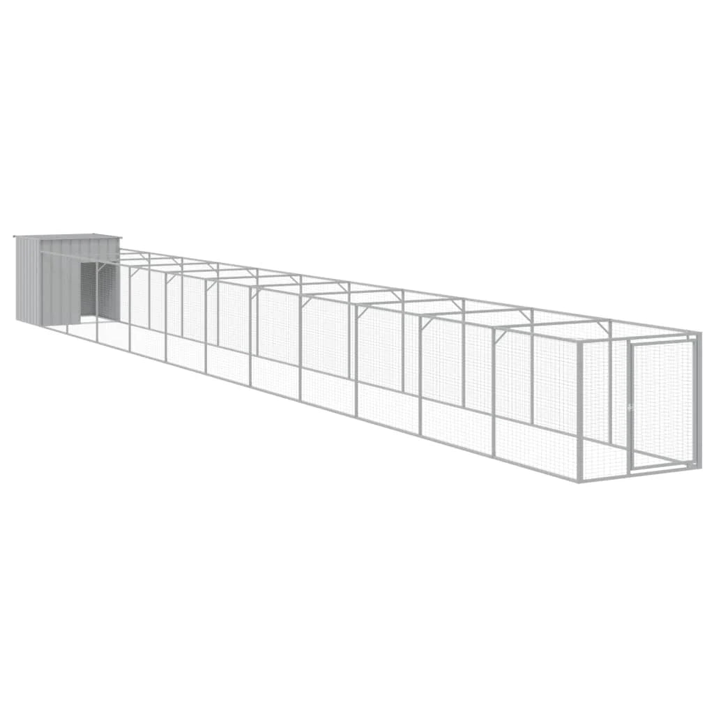 Cuccia per cani con cortile luminoso 110 x 1221 x 110 cm grigio 02_0043489