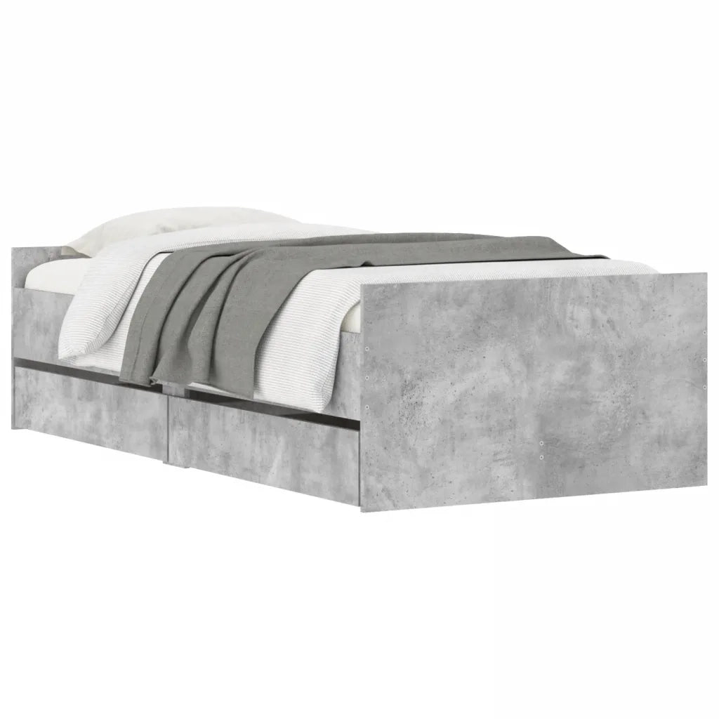 Letto singolo | Letto per adulti | Giroletto con Cassetti Grigio Cemento 100x200 cm