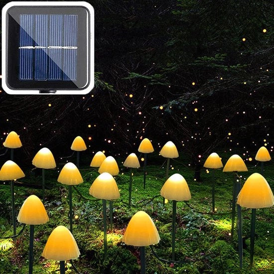 Illuminazione esterna a energia solare - Lampada esterna LED a forma di fungo 5m cavo di illuminazione 8 modi impermeabile illuminazione esterna per giardino illuminazione di festa illuminazione di Natale