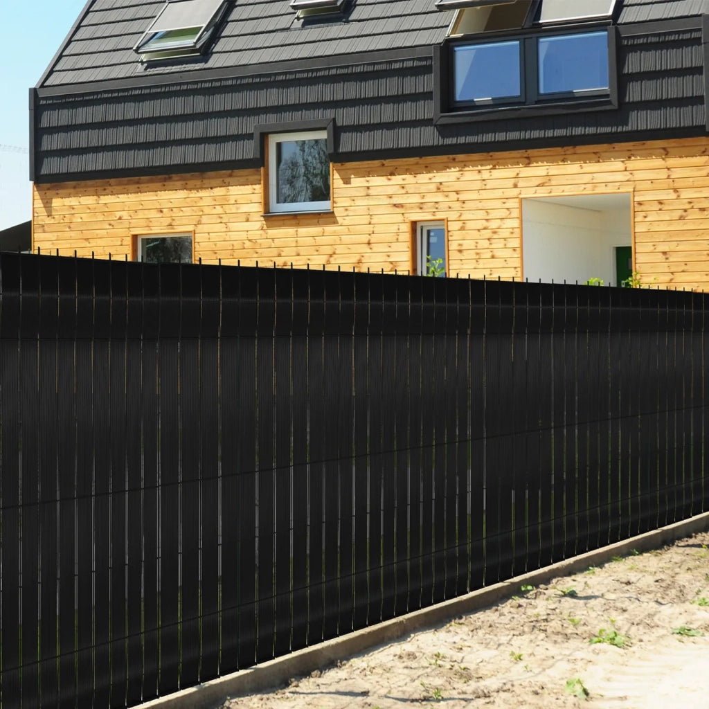 IDMarket - Set di lamelle oscuranti, arella in PVC nero L. 60 M per pannello a rete