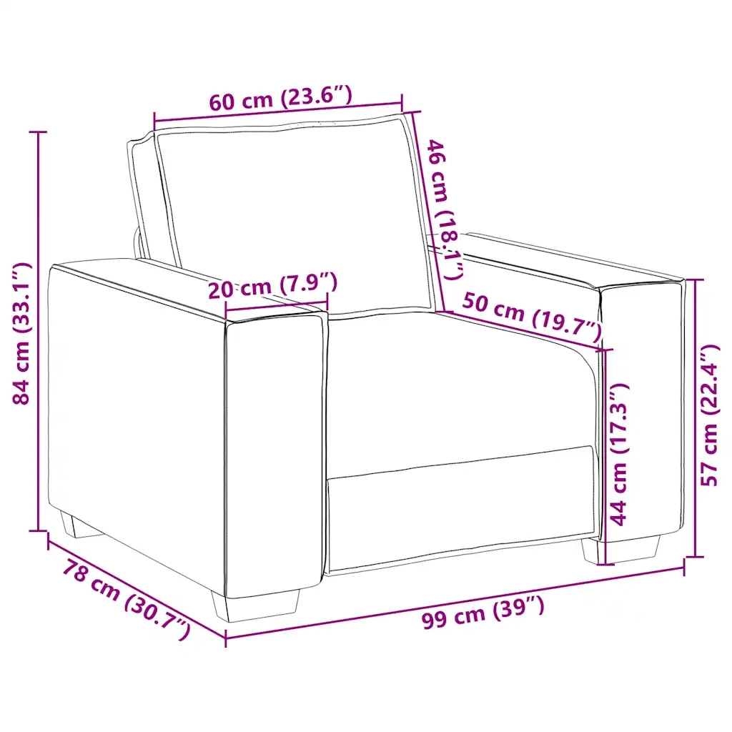 vidaXL Divano Sedia Grigio Scuro 60 cm Velluto