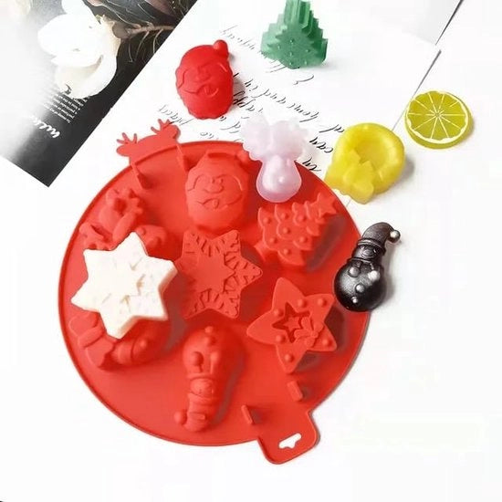 Forme di Natale, rotonde, set di 2 forme per dolci in silicone, forma di albero di Natale, fiocco di neve, albero di Natale, pallone di Natale, forme per biscotti