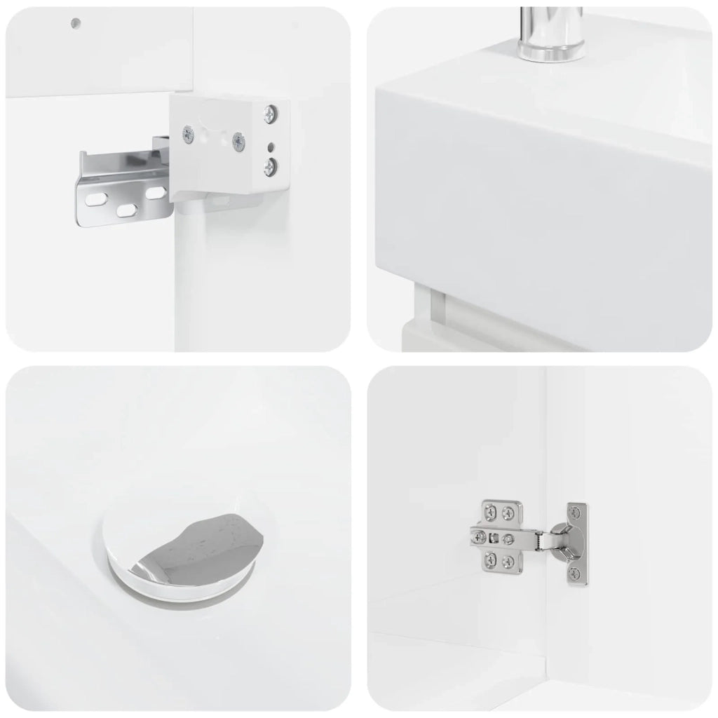 Mobile bagno con rubinetto Bianco Lucido 45,5 x 22,5 x 84 cm 889505