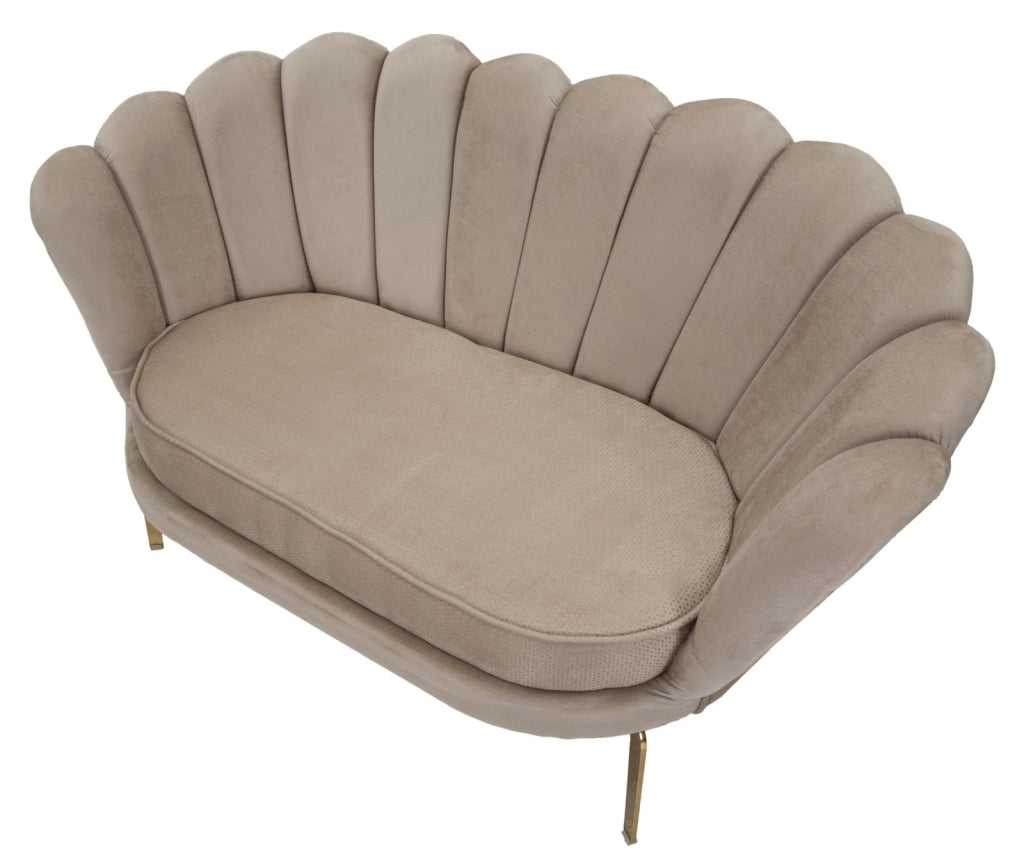 Divano in tessuto crema e metallo dorato 136x76x78cm Vienna Plus