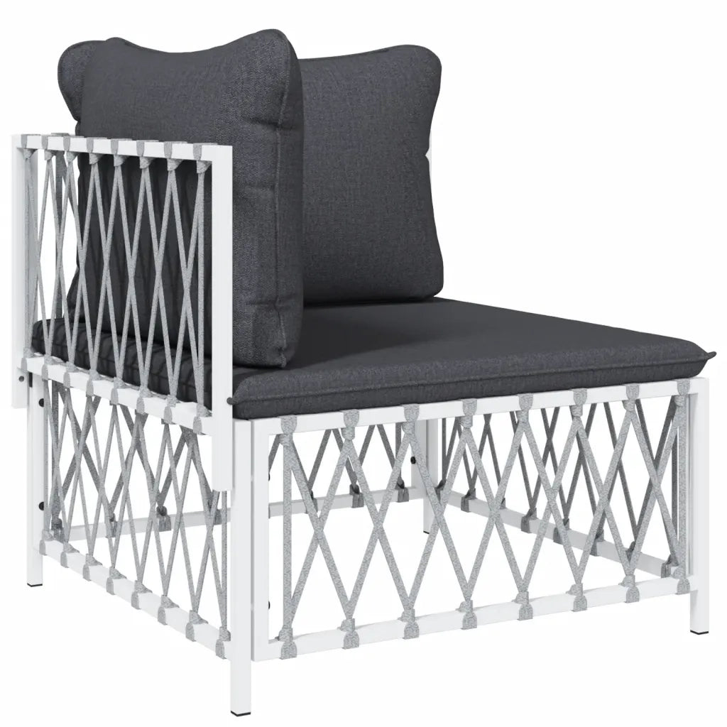 Set Salotto da Giardino 3 pz con Cuscini in Acciaio Bianco 3186846