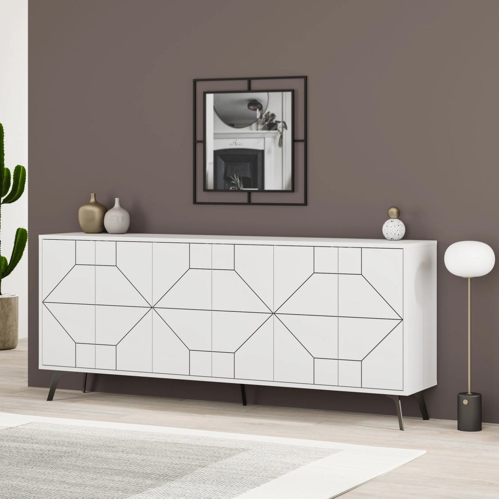 Credenza in legno "Dune" - 184 x 35 x 77 cm - Bianco