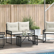 Tavolo da Esterno Nero 80 x 40 x 40 cm Rattan PE e Vetro 42025182