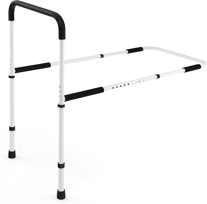 Barra di Supporto per Letto, Barra Regolabili in Lunghezza e Altezza, Sponda Letto Anziani in Metallo Ricoperti di Schiuma per Anziani, Bambini e Disabili, Portata 160 kg