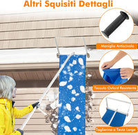 Rastrello per Neve sul Tetto da 151-611 cm, Rastrello per Rimozione Neve con Asta a 5 Sezioni, Telaio in Alluminio, Manico Antiscivolo, per Tetto Adatto a Casa e Veicolo