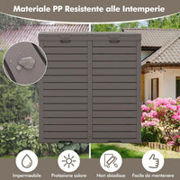 Pattumiera per Rifiuti Esterno e Interno 235 L, Contenitore per Raccolta Differenziata a Doppio Secchio Impermeabile con Coperchio, Vassoio e Maniglia, Bidone per Terrazza e Cucina (Marrone)