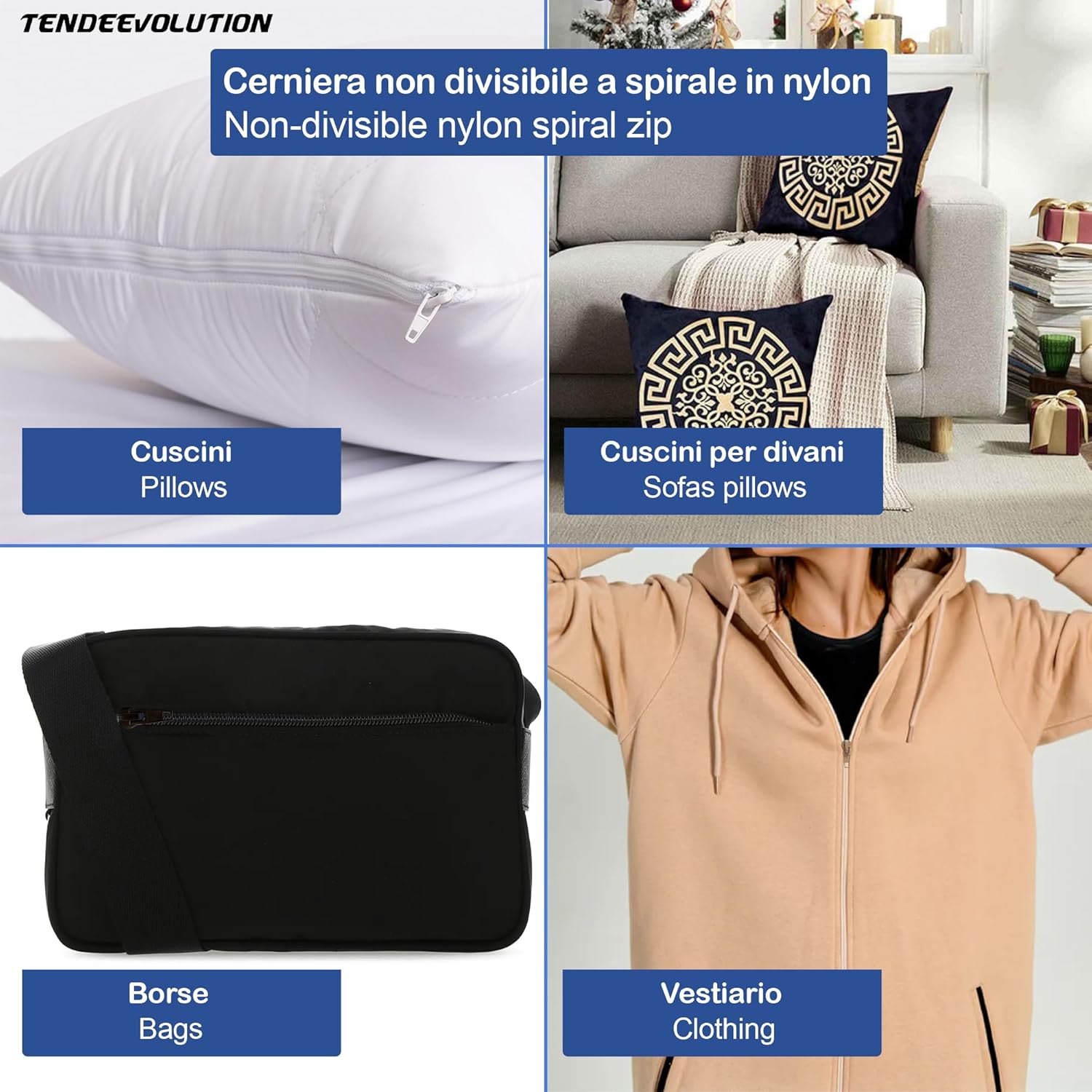 Cerniera Lampo Nera 3cm Continua con Doppio Cursore - Chiusura in Nylon Non Divisibile - Perfetta per Cucito 🧵 - Made in Italy 🇮🇹