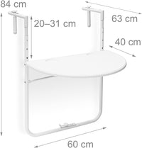 Tavolo pieghevole da balcone pieghevole 3 livelli regolabile bianco 13_0002691_3/2