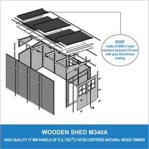 Casa da giardino in legno (con parete laterale) - 8,1 m?² - TIMBELA M340A