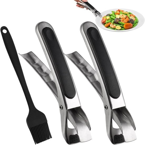Set per Airfryer - Accessorio con Borstel in Silicone e Gancio in Acciaio Inox per Protezione Antiscivolo.