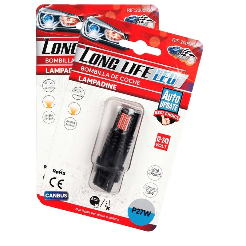 2 Pezzi LED 3157 T25 P27/W 54mm Lampade Auto Camion 12V 24V Canbus 48 SMD 2016 300lm 3.5W Mono Filamento Giallo Ambra