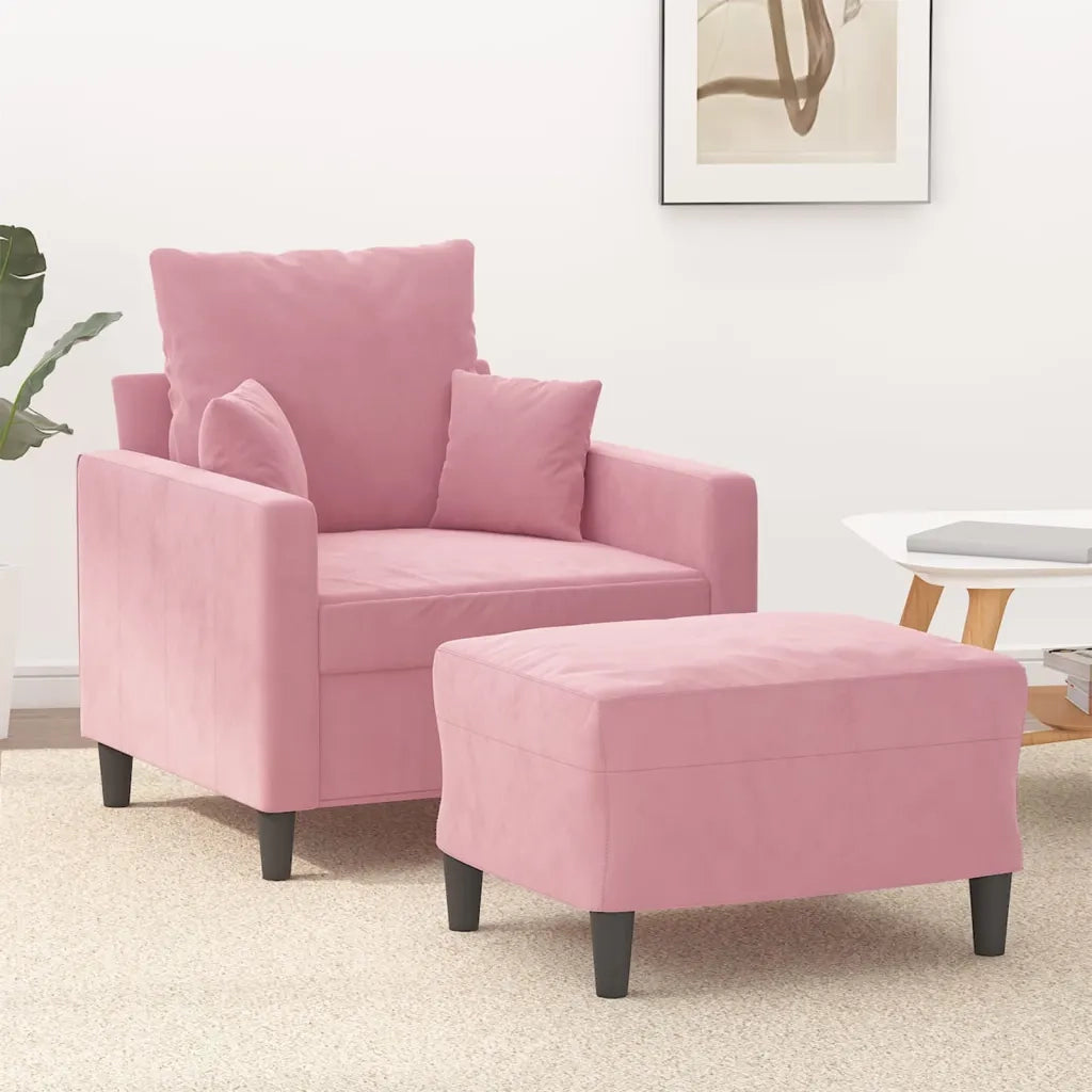 Poltrona con Poggiapiedi Rosa 60 cm Vellutocod mxl 118957