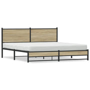 Letto matrimoniale | Letto per adulti | Giroletto senza Materaso in Metallo Rovere Sonoma 160x200 cm