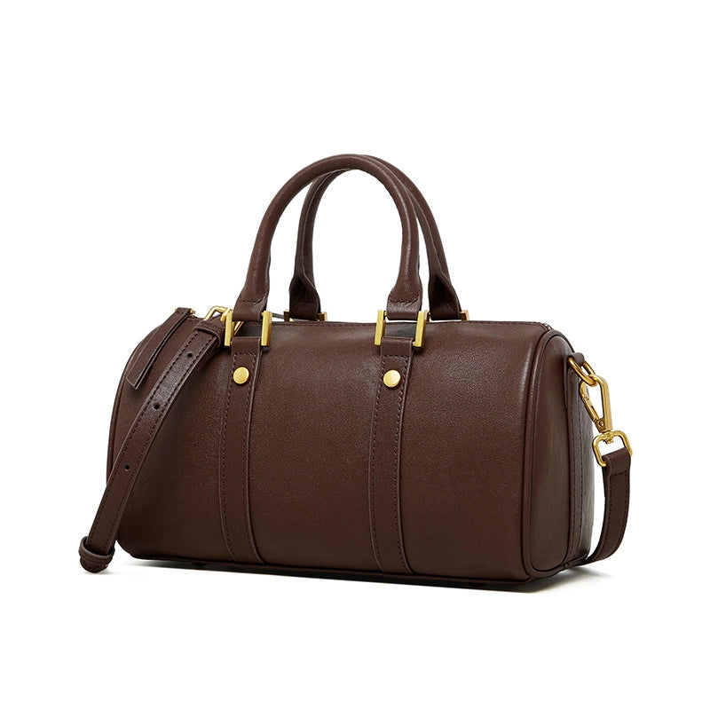 Borsa a tracolla da donna in vera pelle marrone