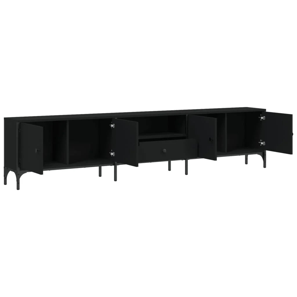 Mobile TV multimediale mensola TV credenza mobile TV per sala da pranzo soggiorno camera da letto con cassetto 200 x 25 x 44 cm legno ingegnerizzato nero 02_0026937