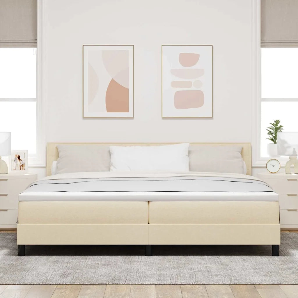 Letto a molle con testiera Crema 200 x 200 cm Tessuto 3338641