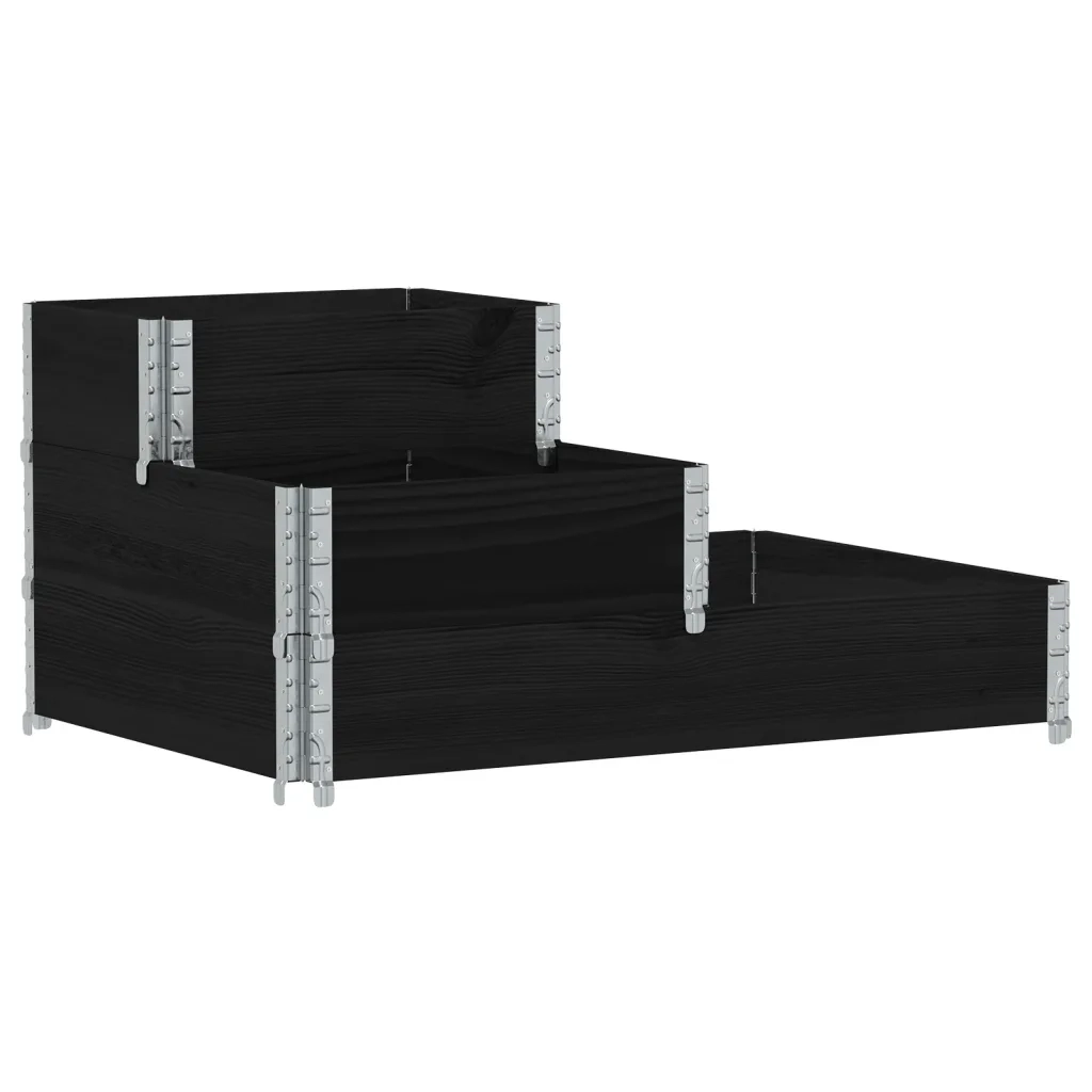 Fioriera Rialzata a 3 Livelli Nera 120x80 cm Legno di Pino 4010314