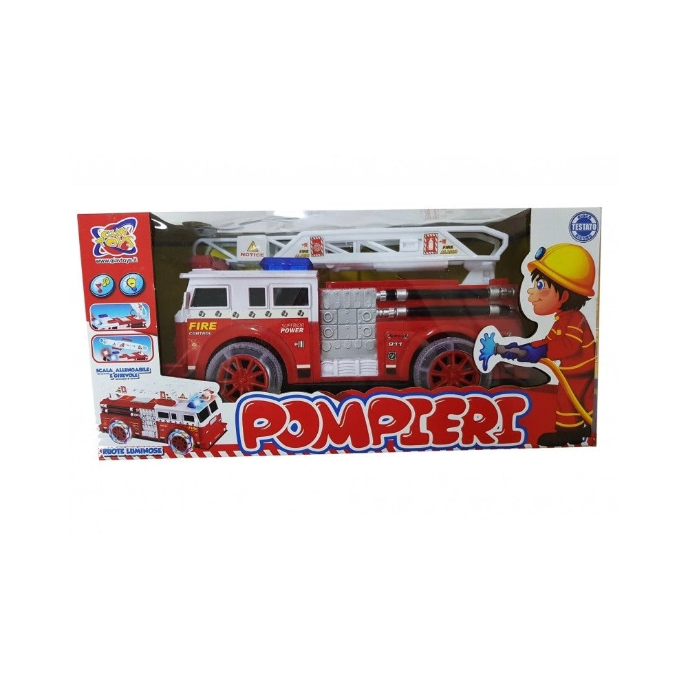 Trade Shop - Camion Pompieri Vigili Del Fuoco Luci Suoni Scala Allungabile Girevole Gioco -