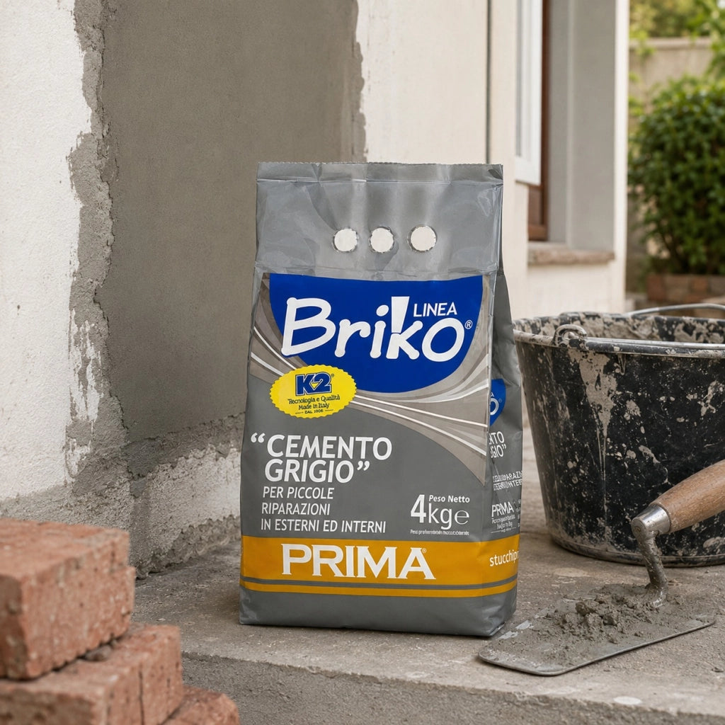 Prima k2 cemento grigio per piccole riparazioni linea briko 4 kg
