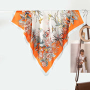Elegante sciarpa/foulard da collo in seta con stampa floreale per donna, sciarpa piccola, raffinata e versatile, sciarpa quadrata di lusso discreto da 74 cm.