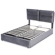 Letto Contenitore 140×200 cm; Letto Matrimoniale con Testiera Regolabile e Vano; senza Materasso; Velluto Grigio