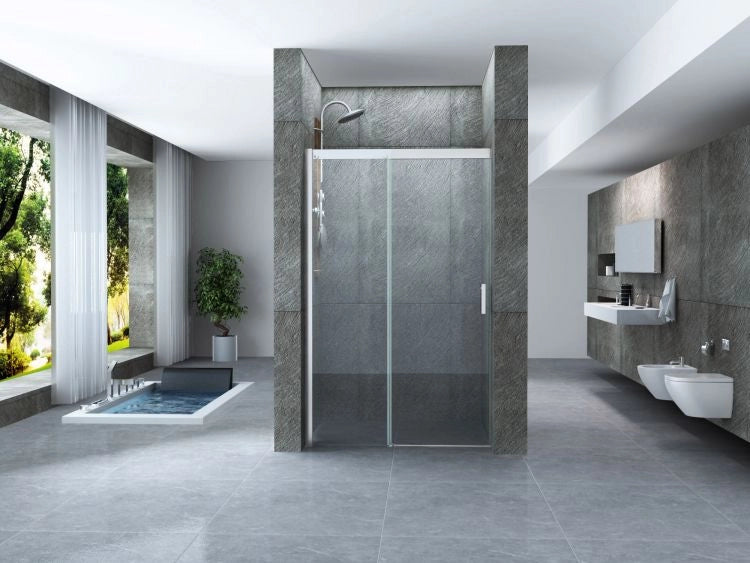 Porta scorrevole in Cristallo 8 MM con trattamento anticalcare e chiusura soft-close - Misura: 140 xh195cm